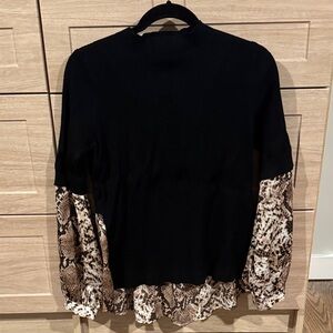 Black and Leopard Women's sweater Top